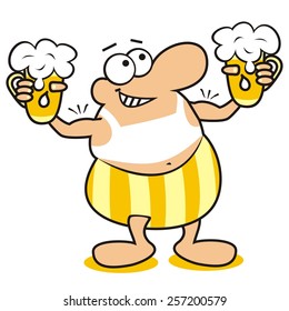 man and beer, mascot, vector icon