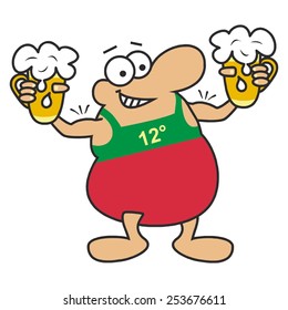 man and beer, vector funny icon