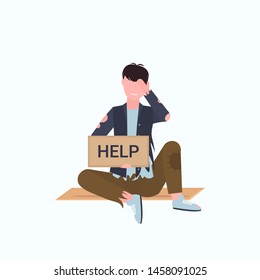 Man Beggar Holding Sign Board Help Stock Vector (Royalty Free) 1458091025