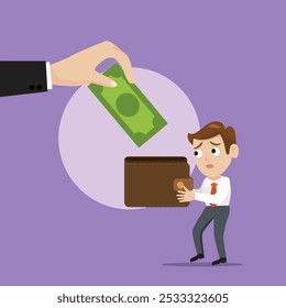 A man begging for money. Flat, Vector, Illustration, Cartoon, EPS10. 