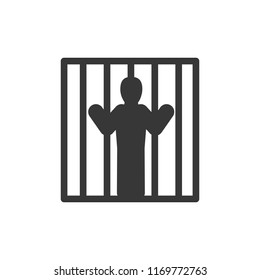 man behind bars . monochrome icon