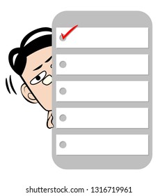 A man behind the check list board illustration business or education sign