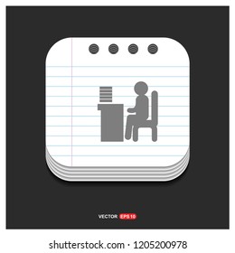Man behind the computer desk Icon - Free vector icon