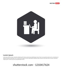 Man behind the computer desk Icon Hexa White Background icon template - Free vector icon