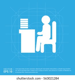 Man behind the computer desk Icon