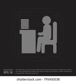 Man behind the computer desk Icon Black Creative Background