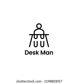 Man behind desk icon vector illustration isolated object on white background