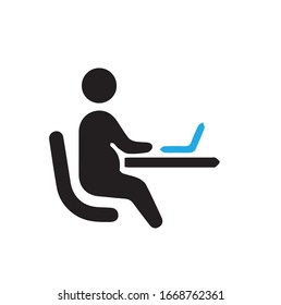 the man behind the laptop, desktop, vector icon, eps10