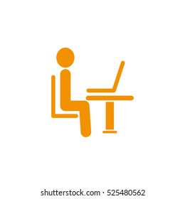 the man behind the laptop, desktop, vector icon, eps10