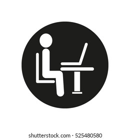 the man behind the laptop, desktop, vector icon, eps10