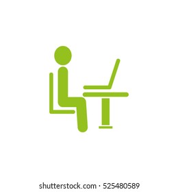 the man behind the laptop, desktop, vector icon, eps10