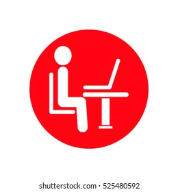 the man behind the laptop, desktop, vector icon, eps10