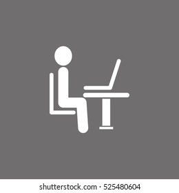 the man behind the laptop, desktop, vector icon, eps10
