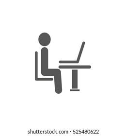 the man behind the laptop, desktop, vector icon, eps10