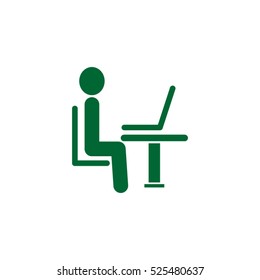 the man behind the laptop, desktop, vector icon, eps10