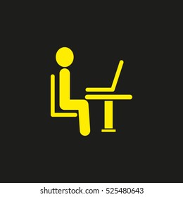 the man behind the laptop, desktop, vector icon, eps10