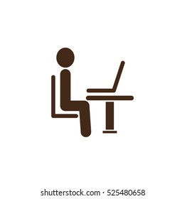 the man behind the laptop, desktop, vector icon, eps10