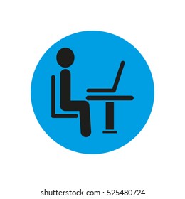 the man behind the laptop, desktop, vector icon, eps10