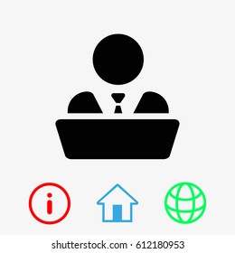 man behind the laptop icon