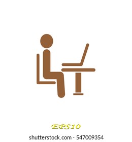 the man behind the laptop, icon, vector illustration eps10