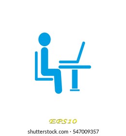 the man behind the laptop, icon, vector illustration eps10