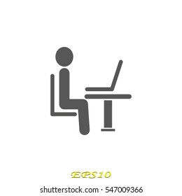 the man behind the laptop, icon, vector illustration eps10