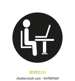 the man behind the laptop, icon, vector illustration eps10