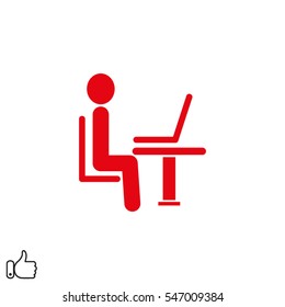 the man behind the laptop, icon, vector illustration eps10