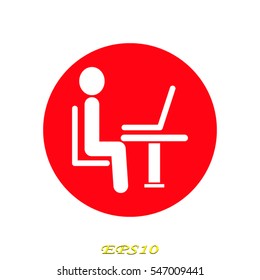 the man behind the laptop, icon, vector illustration eps10