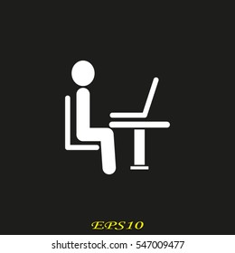 the man behind the laptop, icon, vector illustration eps10