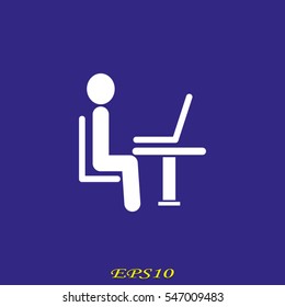 the man behind the laptop, icon, vector illustration eps10