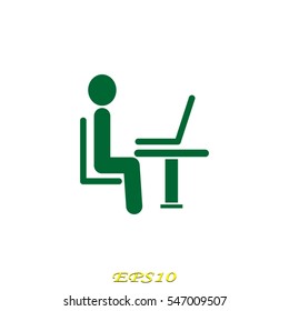 the man behind the laptop, icon, vector illustration eps10