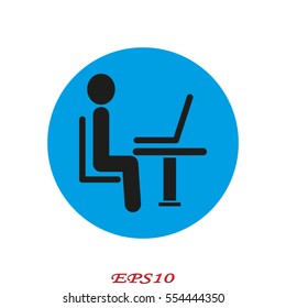 the man behind the laptop, icon, vector illustration eps10