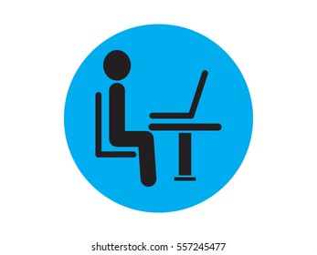 man behind the laptop, icon, vector illustration eps10