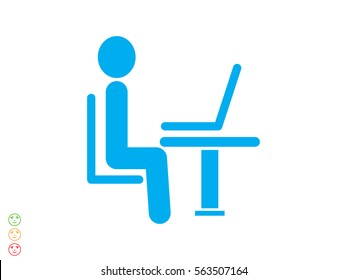 the man behind the laptop, icon, vector illustration eps10