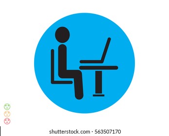 the man behind the laptop, icon, vector illustration eps10