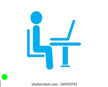 the man behind the laptop, icon, vector illustration eps10