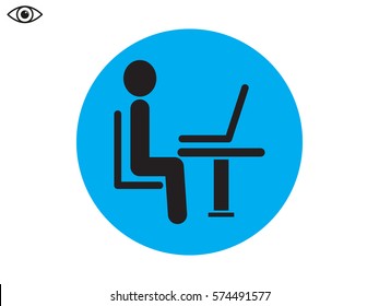 the man behind the laptop, icon, vector illustration eps10
