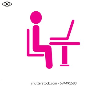 the man behind the laptop, icon, vector illustration eps10
