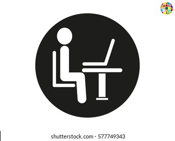 the man behind the laptop, icon, vector illustration eps10