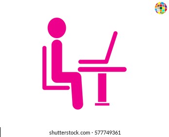 the man behind the laptop, icon, vector illustration eps10