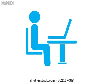 the man behind the laptop, icon, vector illustration eps10
