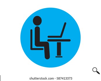 the man behind the laptop, icon, vector illustration eps10