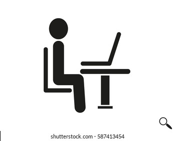 the man behind the laptop, icon, vector illustration eps10