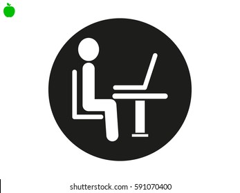 the man behind the laptop, icon, vector illustration eps10