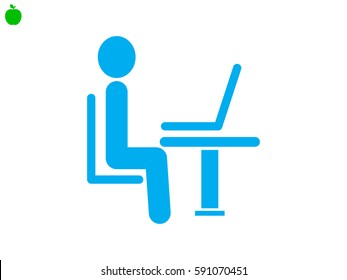 the man behind the laptop, icon, vector illustration eps10