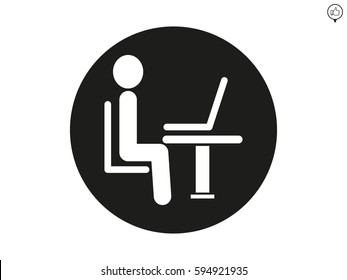 the man behind the laptop, icon, vector illustration eps10

