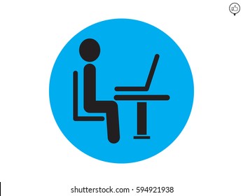 the man behind the laptop, icon, vector illustration eps10

