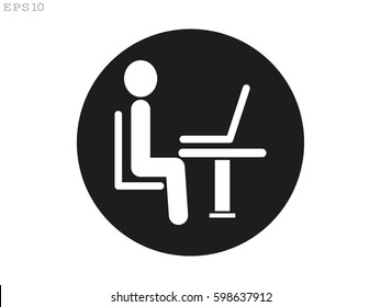 the man behind the laptop, icon, vector illustration eps10