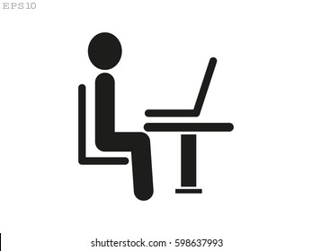 the man behind the laptop, icon, vector illustration eps10
